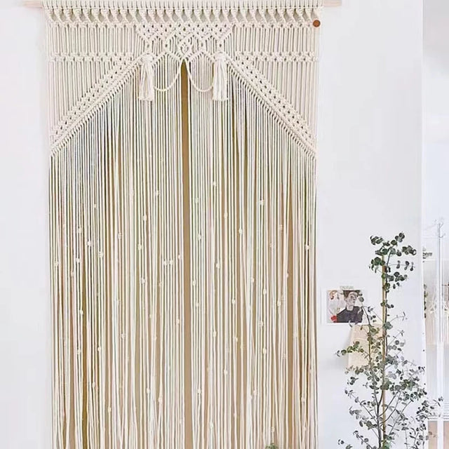Handmade Woven Cotton Rope Macrame Curtain - Knotique