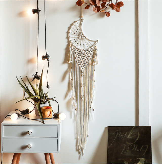 Moon Macrame Wall Hanging Dreamcatcher - Knotique